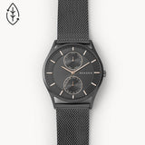 Skagen Holst Chronograph Charcoal Steel Mesh Multifunction Men's Watch | SKW6180 | Time Watch Specialists