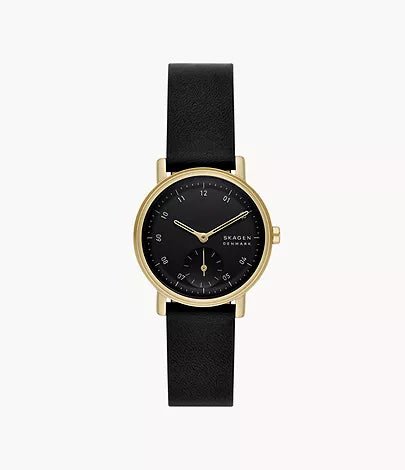 Skagen Kuppel Lille Two - Hand Sub - Second Black Leather Men's Watch | SKW3114 | TIME Watches