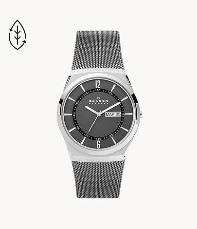 Skagen Melbye Three - Hand Day - Date Charcoal Stainless Steel Mesh Men's Watch | SKW6790 | TIME Watches