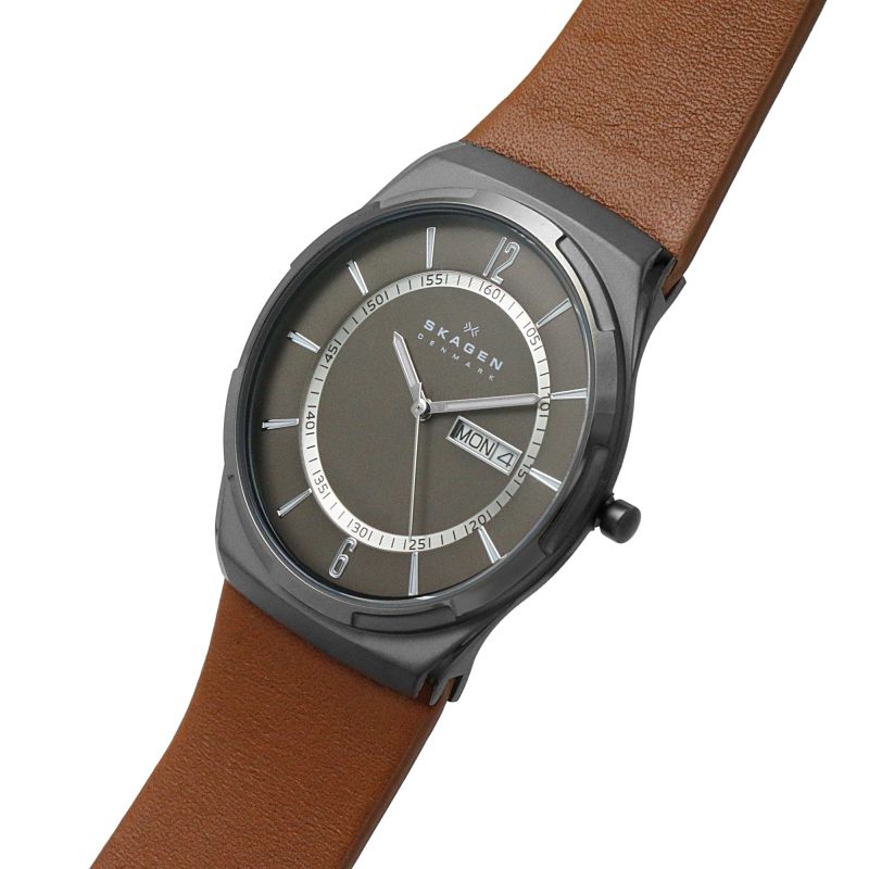 Skagen Melbye Three - Hand Day - Date Medium Brown Leather Men's Watch | SKW6786 | TIME Watches