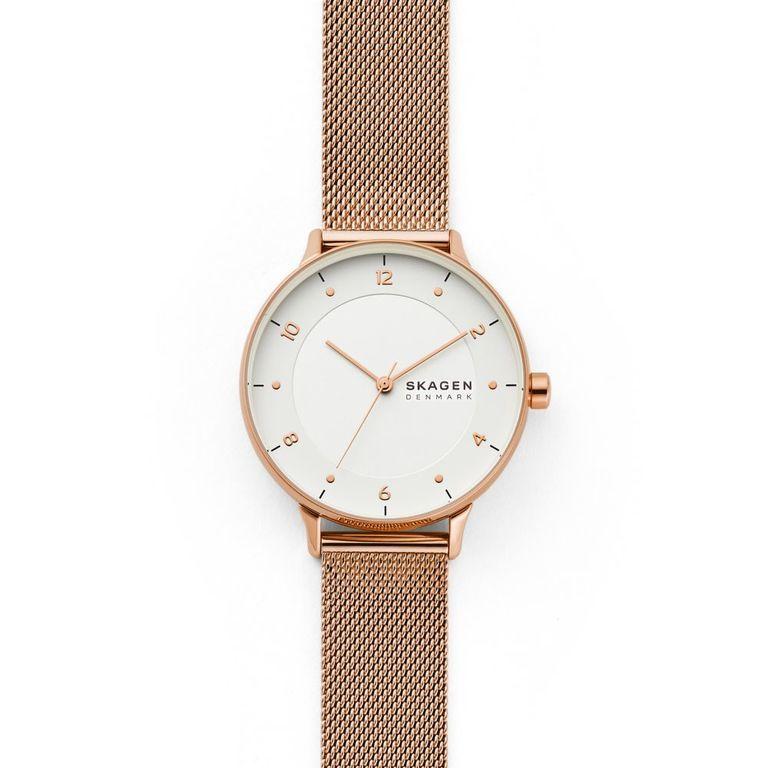 Skagen Riis Three - hand Rose - Tone Steel Mesh Woman's Watch | SKW2918 | TIME Watches