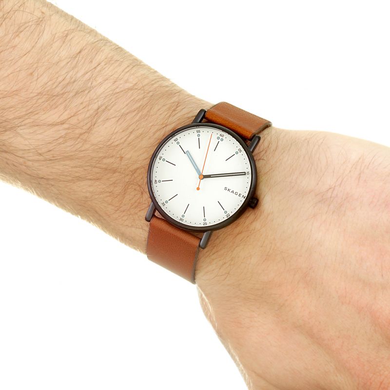 Skagen Signatur Black Round Leather Men's Watch - SKW6374 | Time Watch Specialists