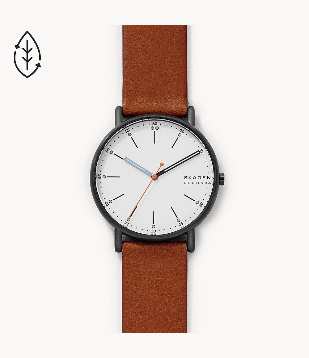 Skagen Signatur Black Round Leather Men's Watch - SKW6374 | Time Watch Specialists