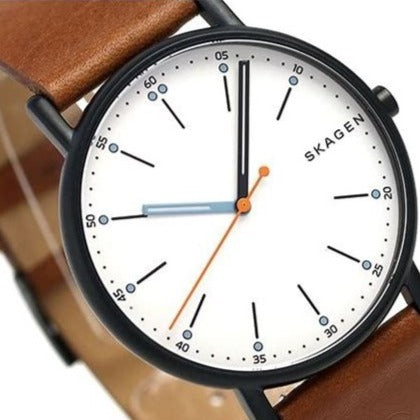 Skagen Signatur Black Round Leather Men's Watch - SKW6374 | Time Watch Specialists