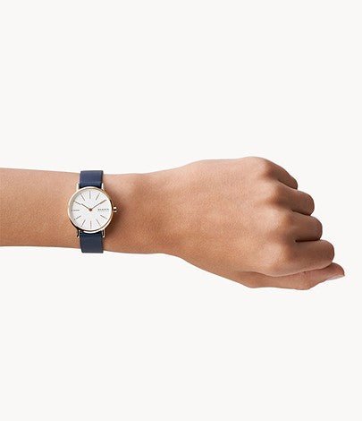 Skagen Signatur Rose Gold Round Leather Women's Watch | SKW2838 | Time Watch Specialists