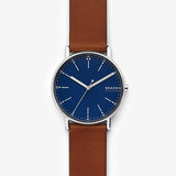Skagen Signatur Silver Round Leather Men's Watch | SKW6355 | Time Watch Specialists