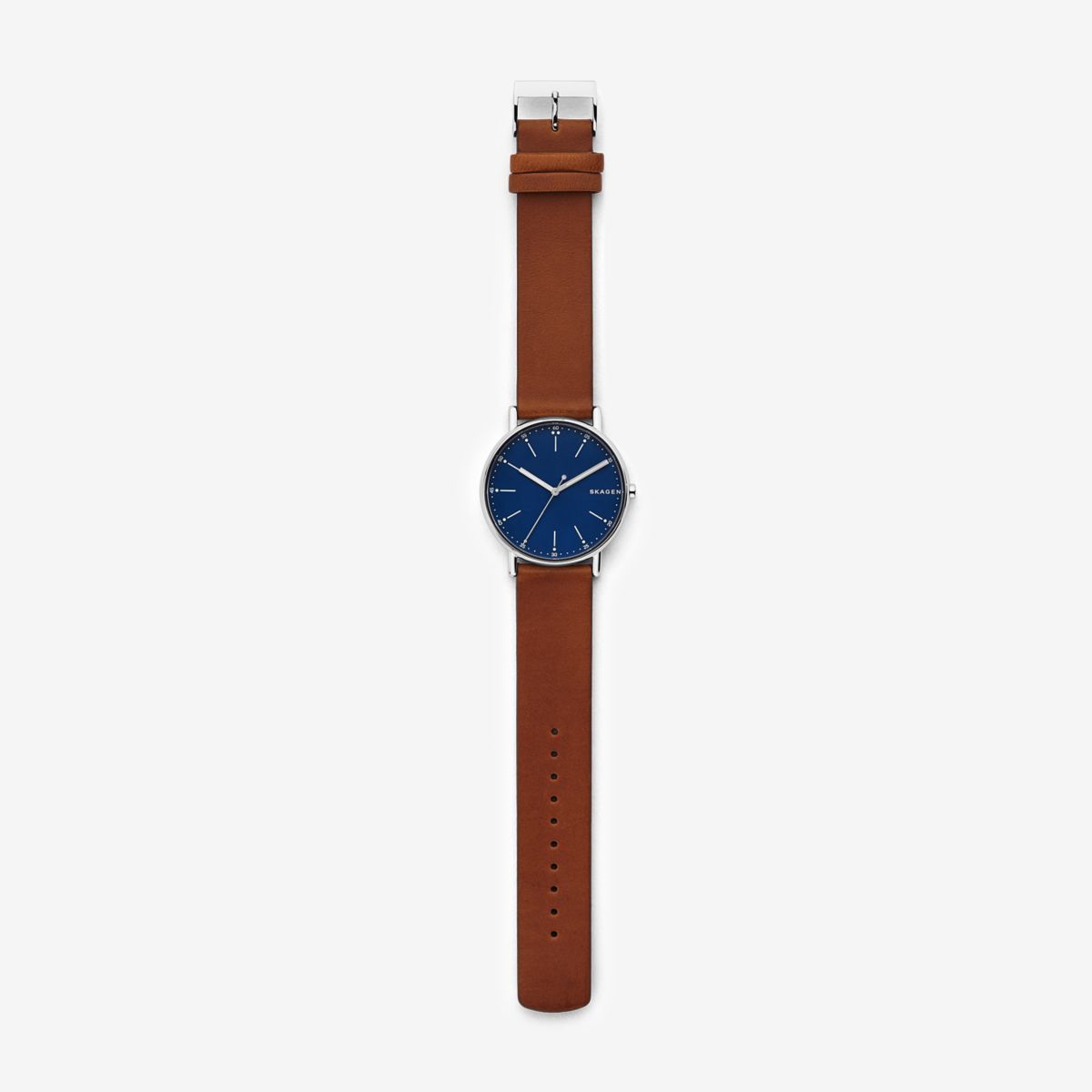 Skagen Signatur Silver Round Leather Men's Watch | SKW6355 | Time Watch Specialists