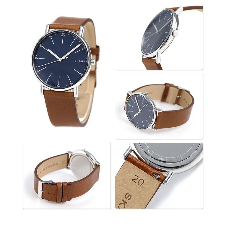 Skagen Signatur Silver Round Leather Men's Watch | SKW6355 | Time Watch Specialists