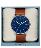 Skagen Signatur Silver Round Leather Men's Watch | SKW6355 | Time Watch Specialists