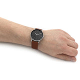 Skagen Signatur Silver Round Leather Men's Watch | SKW6578 | Time Watch Specialists