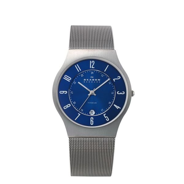 Skagen Sundby Gray Round Stainless Steel Mesh Men's Watch | 233XLTTN | Time Watch Specialists