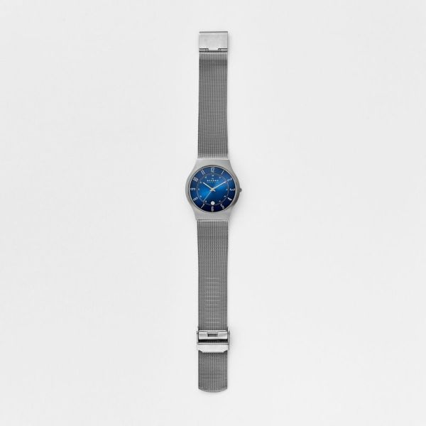 Skagen Sundby Gray Round Stainless Steel Mesh Men's Watch | 233XLTTN | Time Watch Specialists