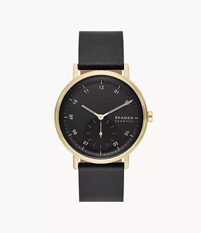 Skagen Two - Hand Sub - Second Black Leather Men's Watch | SKW6896 | TIME Watches