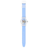Swatch CLEARLY BLUE STRIPED Watch SUOK156 | Time Watch Specialists