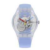 Swatch CLEARLY BLUE STRIPED Watch SUOK156 | Time Watch Specialists