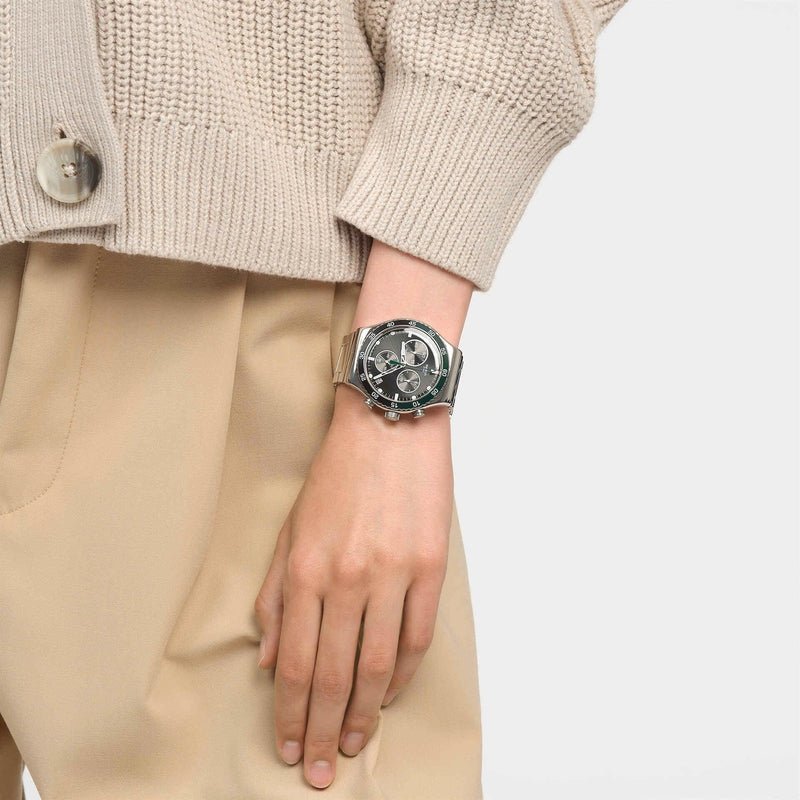 Swatch DARK GREEN IRONY Watch YVS506G | Time Watch Specialists