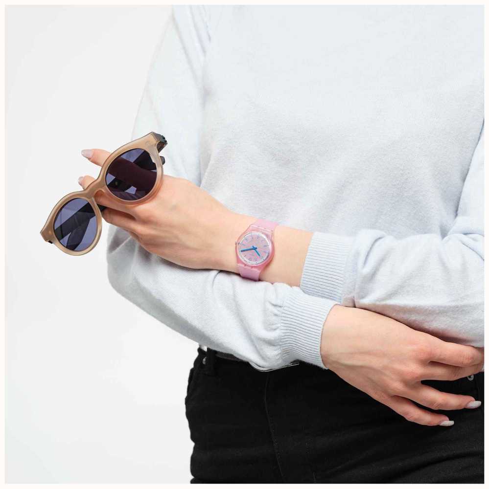 Swatch PINK PAY! Pink Semi-Transparent Strap Unisex Watch | SVHP100-5300 | Time Watch Specialists
