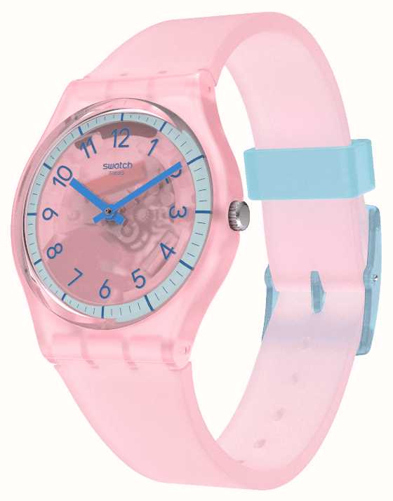 Swatch PINK PAY! Pink Semi-Transparent Strap Unisex Watch | SVHP100-5300 | Time Watch Specialists