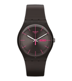 Swatch Rebel Brown Dial Brown Rubber Men's Watch | SUOC700 | Time Watch Specialists