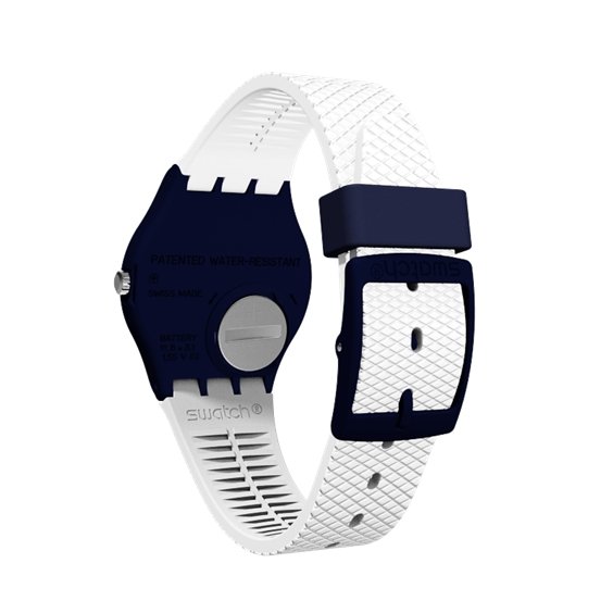 Swatch White Delight Silver Dial White Silicone Strap Men's Watch - GN720 | Time Watch Specialists