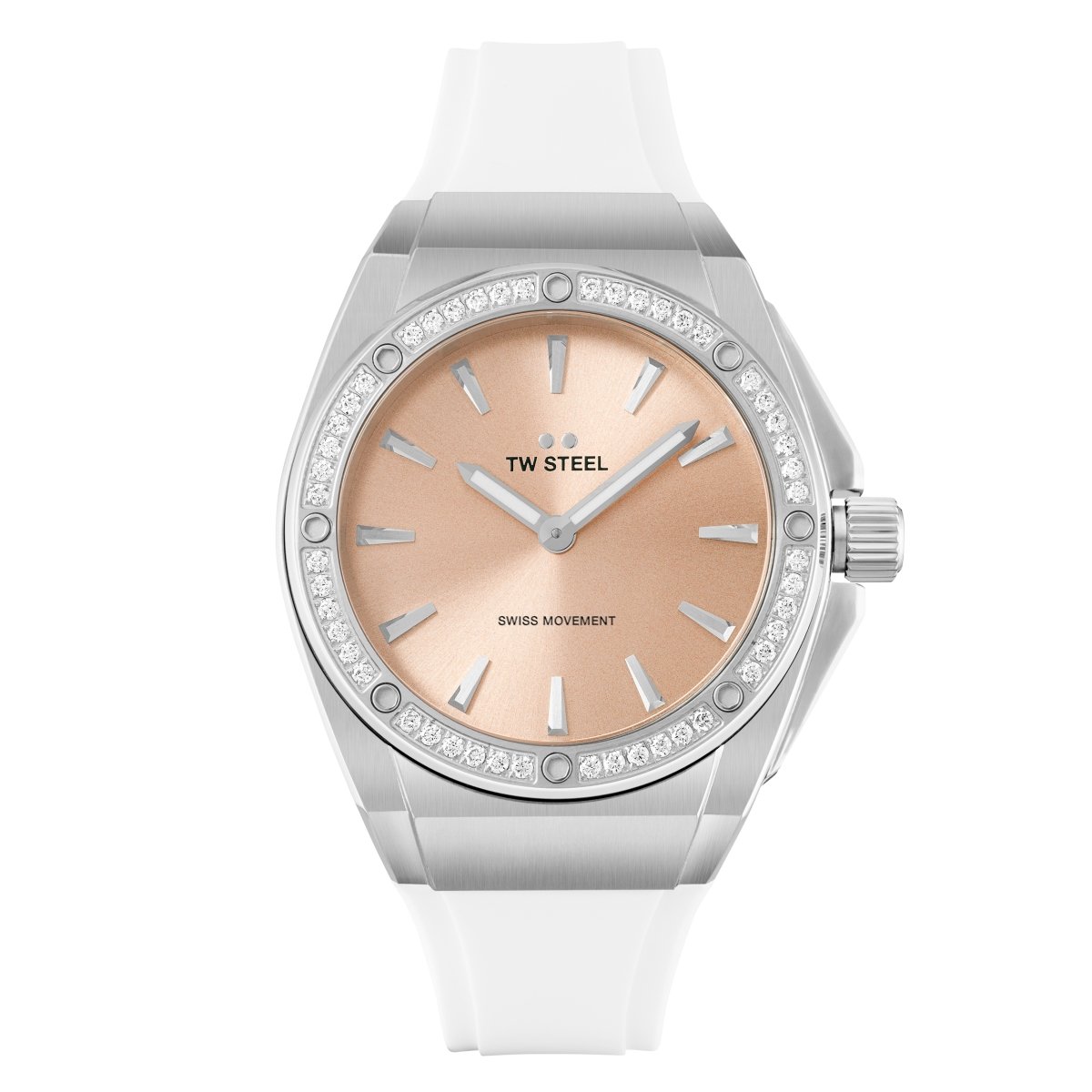 TW Steel CEO Tech White Dial and White Rubber Strap 38mm Women's Watch | CE4032 | TIME Watches