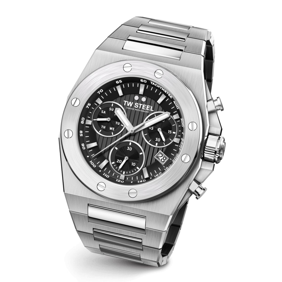 TW Steel Ceo Tech Black Dial and Silver Strap 48mm Men's Watch | CE4080 | TIME Watches