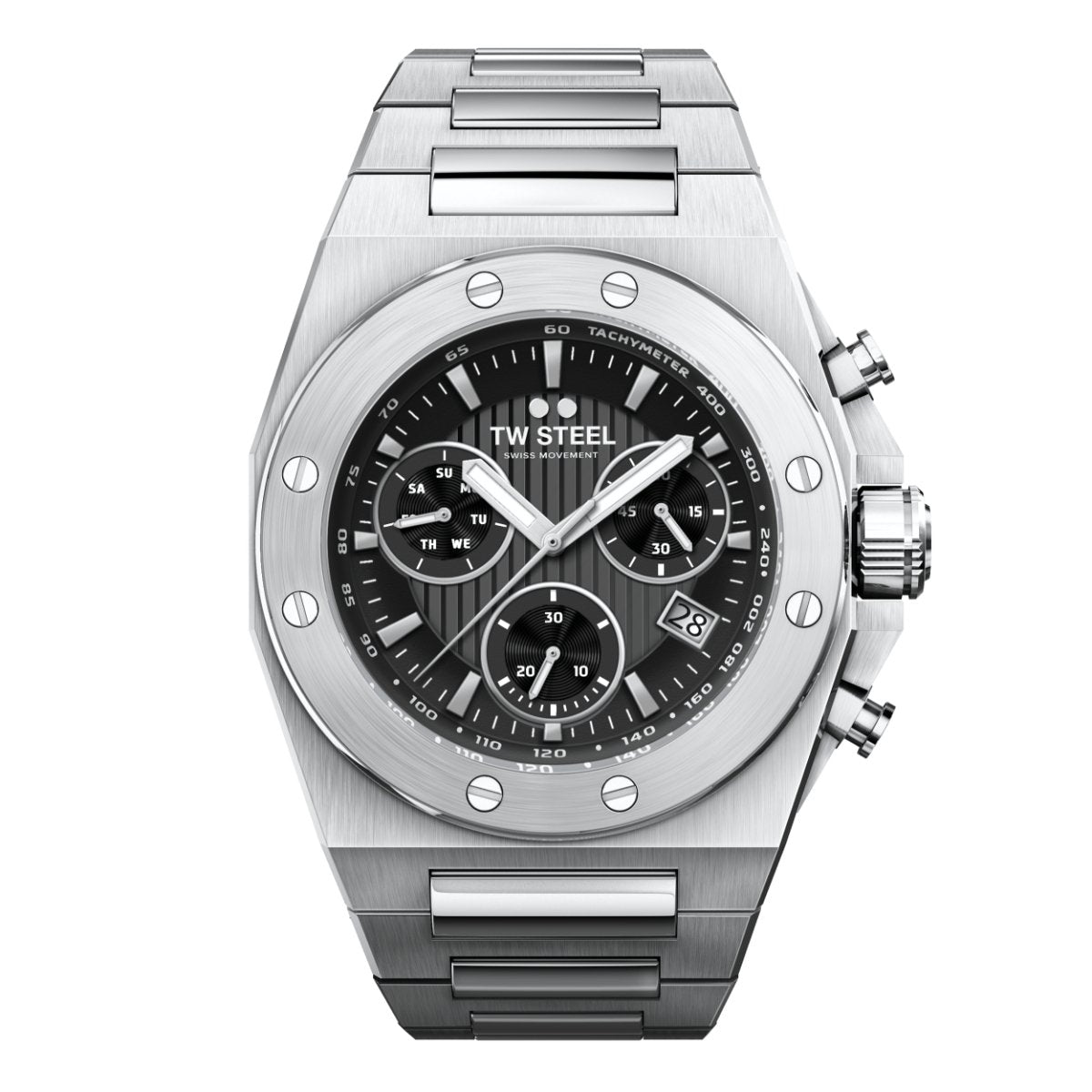 TW Steel Ceo Tech Black Dial and Silver Strap 48mm Men's Watch | CE4080 | TIME Watches